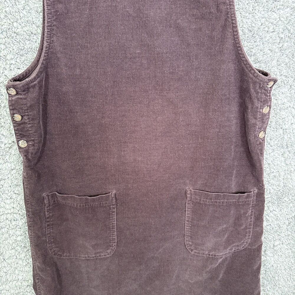 Vintage 90s Brown Corduroy Maxi Jumper Dress Medium Long Pockets 100% Cotton - Picture 4 of 9